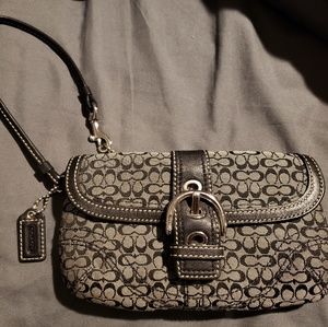 Coach Black and Silver Wristlet